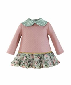 Miranda Tema Azul Porcelana Florido | Vestido Rosa Seco com Gola