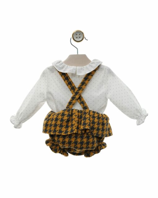 Yoedu Tema Aspen Conjunto de Calção Pata de Galo Mostarda com Alças e Blusa - Image 2
