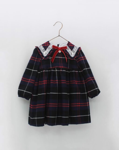 Foque Tema Azul Marinho Vermelho | Vestido com Gola e Detalhes em Renda - Image 2