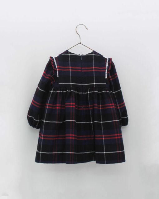 Foque Tema Azul Marinho Vermelho | Vestido com Gola e Detalhes em Renda - Image 3