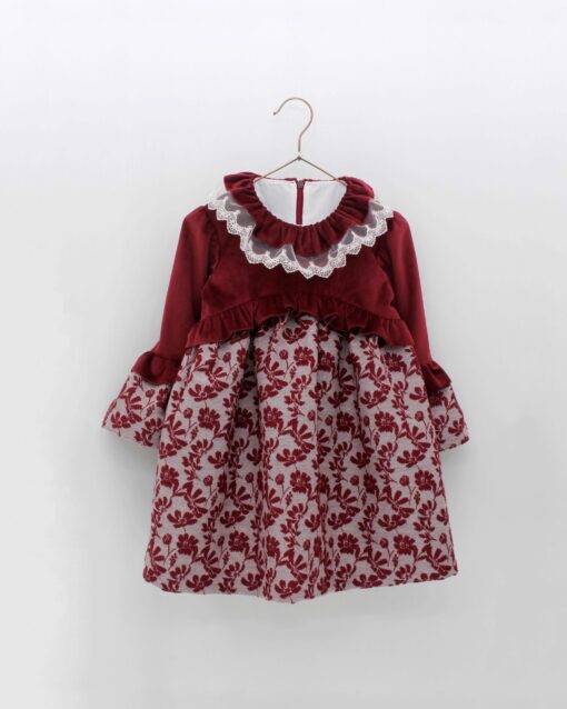 Foque Tema Veludo Bordeaux | Vestido combinado em Veludo com Gola