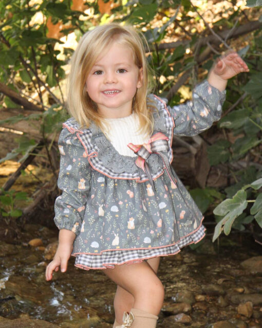 Diverdress Tema Bunny | Vestido Cinza Escuro com Folhos e Tapa Fraldas - Image 2