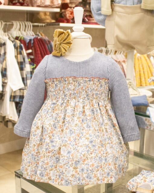 Lor Miral Tema Azul Florido | Vestido Combinado com Tapa Fraldas