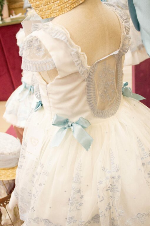 Vestido La Amapola Modelo VIVENV em Cru e Azul - Image 2