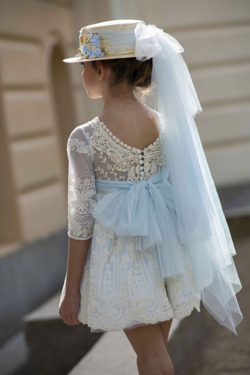 Vestido La Infantita Modelo CLOEV em Azul e Cru - Image 2