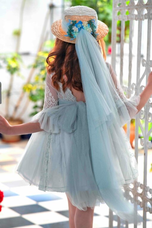 Vestido La Infantita Modelo NICOLE em Verde e Cru - Image 2