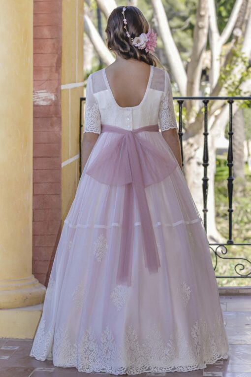 Anavig Modelo 6402 Vestido Comprido Pérola e Rosa - Image 2