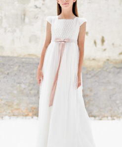 99. Amaya Modelo Couture 587041MC Vestido Pérola com Faixa Rosa