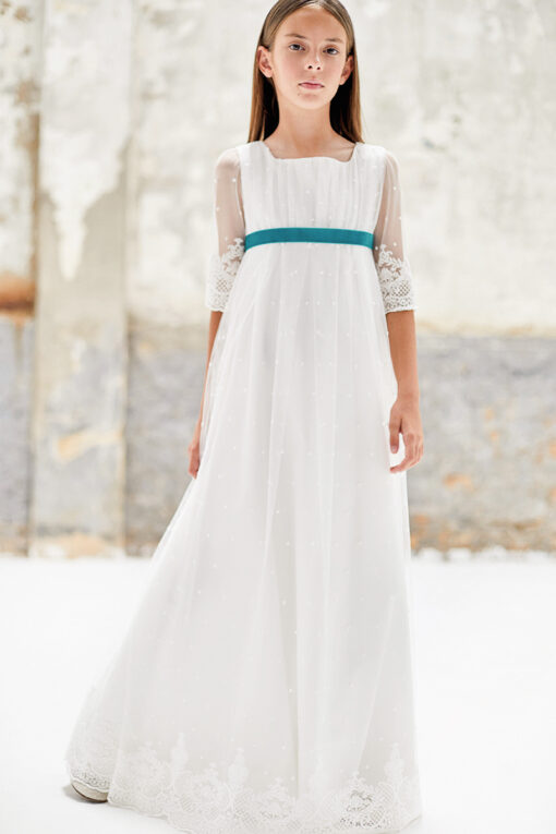 99. Amaya Modelo Couture 587042MF Vestido Pérola com Faixa Pérola