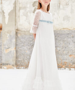 99. Amaya Modelo Couture 587044MD Vestido Pérola com Faixa Azul