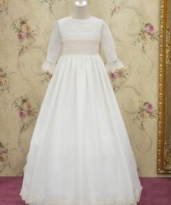 Modelo 028113 Vestido Comprido Branco com Detalhes em Renda