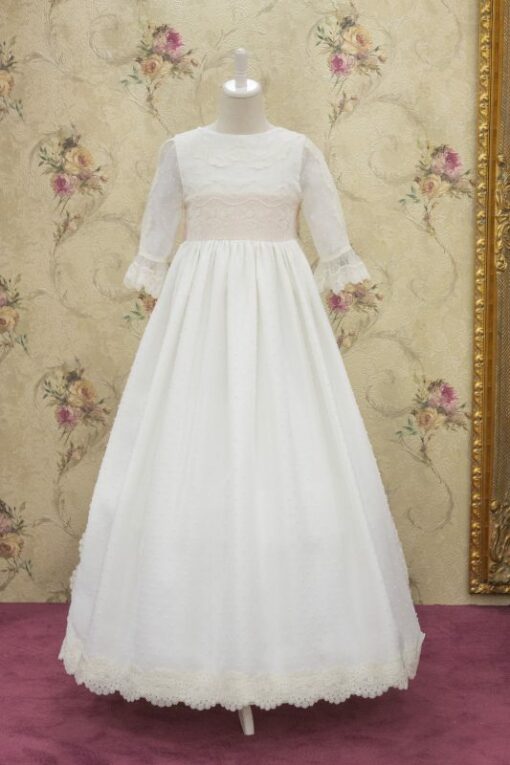 Modelo 028113 Vestido Comprido Branco com Detalhes em Renda