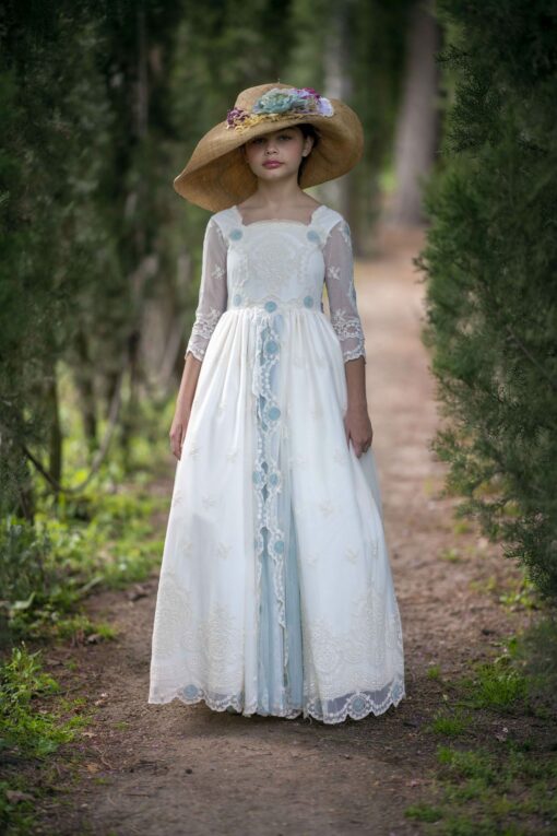 La Infantita Modelo AMELIEVC Vestido Comprido pérola e Verde-Água - Image 2
