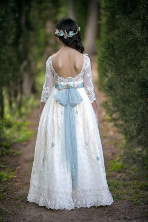 La Infantita Modelo AMELIEVC Vestido Comprido pérola e Verde-Água - Image 5