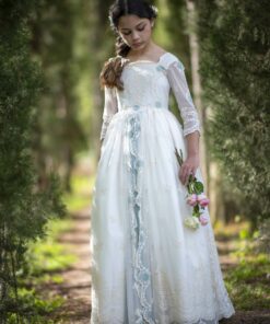 La Infantita Modelo AMELIEVC Vestido Comprido pérola e Verde-Água