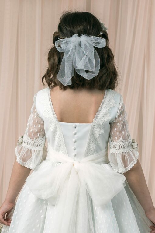 Modelo S063 Vestido Comprido Pérola e Celeste em Renda - Image 2