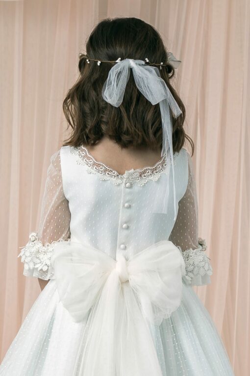 Modelo S059 Vestido Comprido Pérola e Celeste em Renda - Image 2