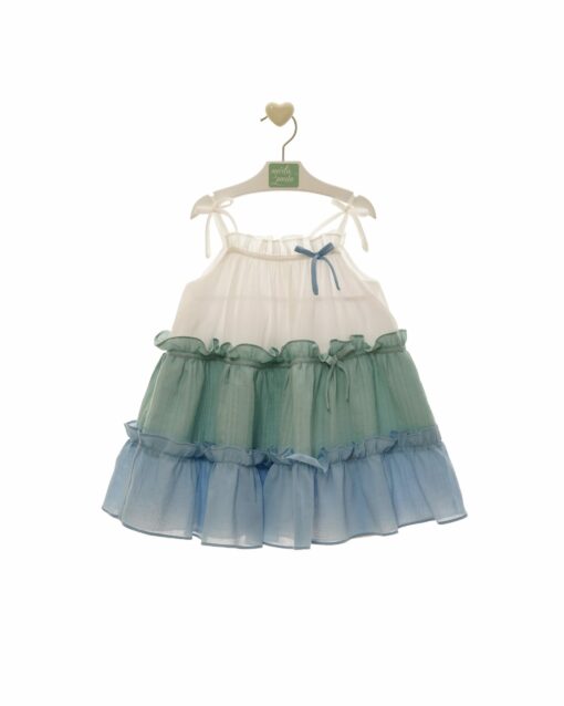 98. Marta Y Paula Coleção Aria | Vestido Verde, Branco e Azul - Image 3