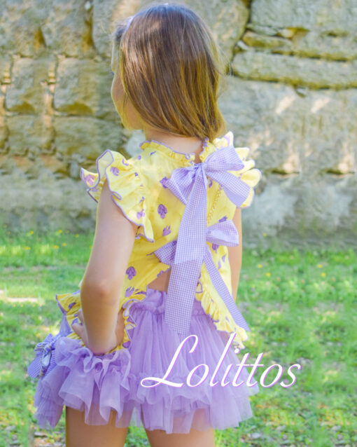 98. Lolittos Tema Atardecer | Conjunto de Blusa com Laços Atrás e Saia-Calção - Image 3