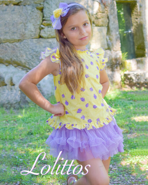 98. Lolittos Tema Atardecer | Conjunto de Blusa com Laços Atrás e Saia-Calção - Image 2