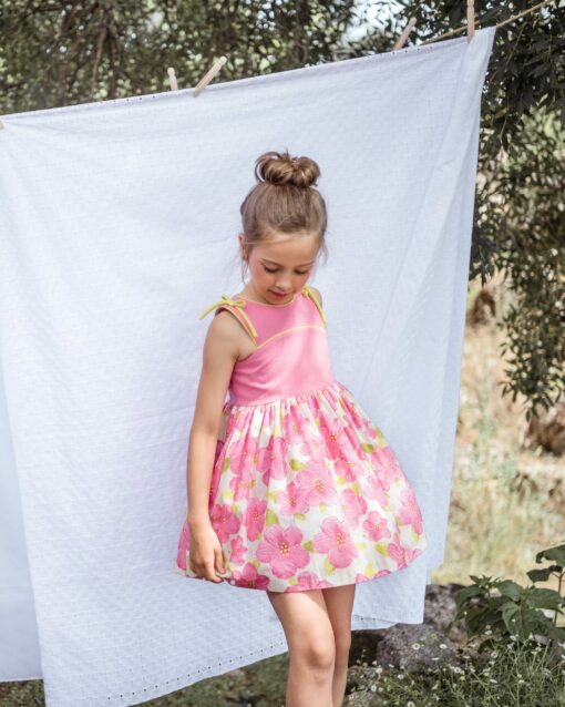 98. Marta Y Paula Coleção Flora | Vestido Rosa Florido
