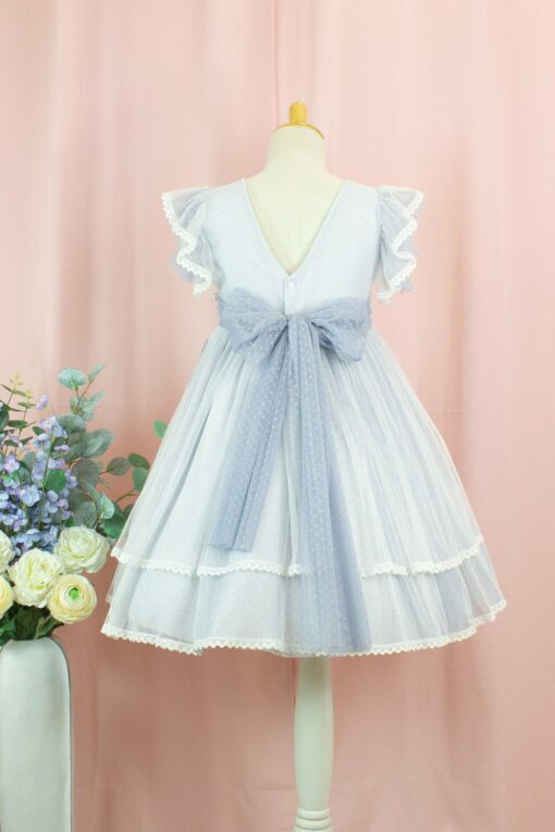 99. Modelo 3014-3 Vestido Cru e Azul com Aplique de Flor - Image 2