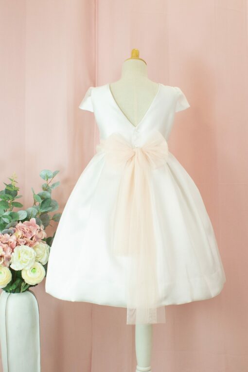 99. Modelo 3008-1 Vestido Cru de Tecido Mikado com Faixa Rosa - Image 2