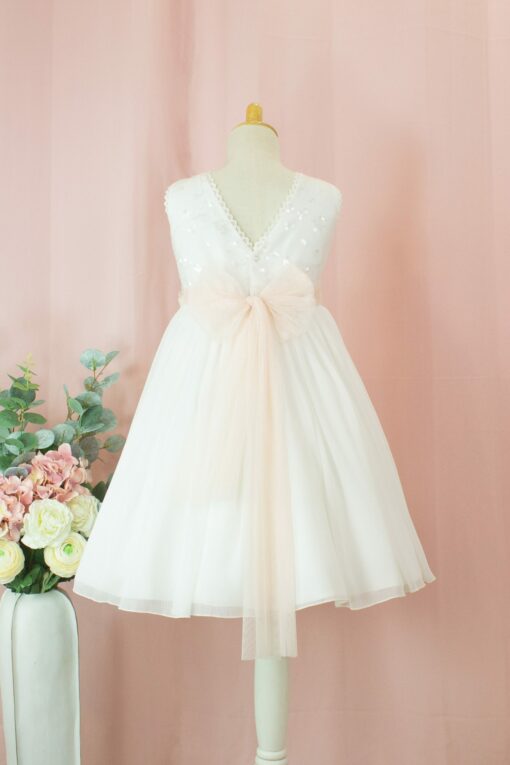 99. Modelo 3010 Vestido Cru com Faixa Rosa - Image 2