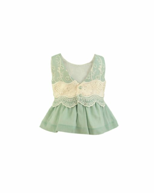 98. Miranda Tema Verde Renda | Conjunto de Calção e Blusa Verde com Detalhes em Renda - Image 3