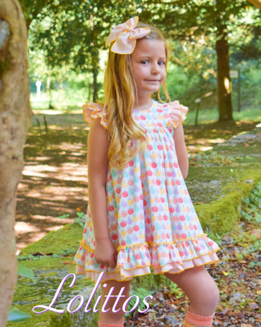 98. Lolittos Tema Picnic | Vestido Colorido Laranja