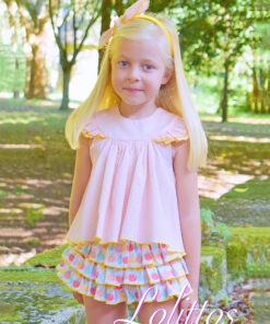 98. Lolittos Tema Picnic | Conjunto de Blusa Colorida Laranja e Tapa Fraldas