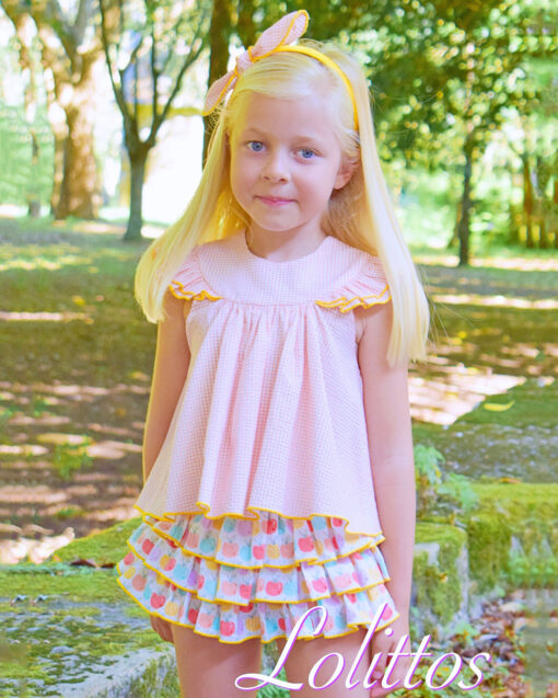98. Lolittos Tema Picnic | Conjunto de Blusa Colorida Laranja e Tapa Fraldas