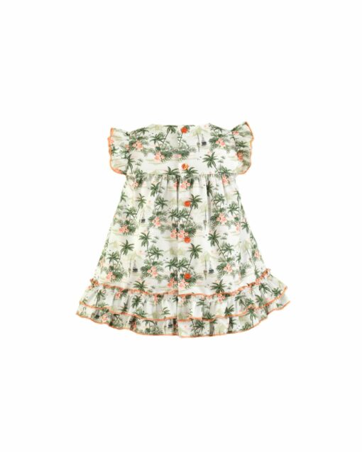 98. Miranda Tema Tropical | Vestido com Detalhes em Renda Laranja - Image 2