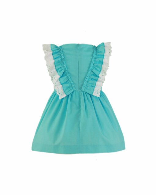 98. Miranda Tema Azul Florido | Vestido Azul Rodado com Folhos e Laço - Image 3