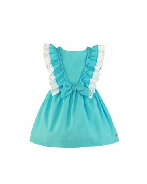 98. Miranda Tema Azul Florido | Vestido Azul Rodado com Folhos e Laço - Image 2