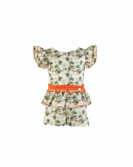 98. Miranda Tema Tropical | Macacão com Detalhes em Renda Laranja - Image 3
