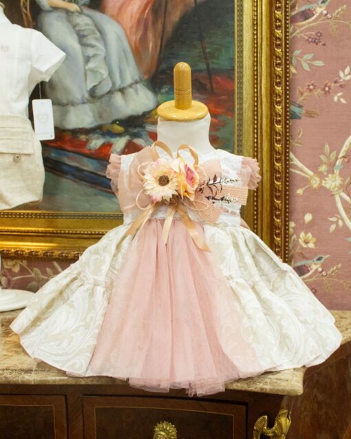 98. Duerme Safila | Vestido Bege com Tule Rosa - Image 2