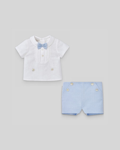 98. Paz Rodriguez Tema Lecer | Conjunto de Calção Azul e Camisa com Laço - Image 2
