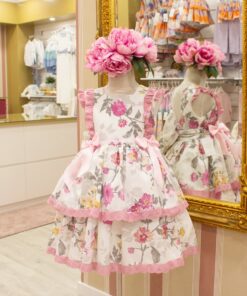 98. Duerme Safila | Vestido Rosa Florido com Laços