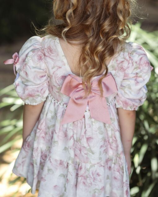 98. Miranda Tema Rosa Florido | Vestido Rosa Florido com Laço Atrás - Image 3