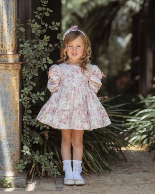 98. Miranda Tema Rosa Florido | Vestido Rosa Florido com Laço Atrás