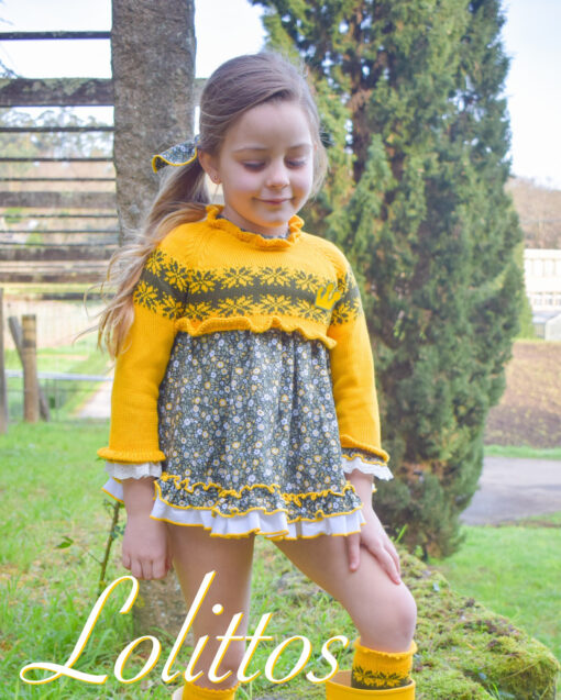 97. Lolittos Tema Príncipe | Vestido Florido Verde Tropa com Tapa Fraldas