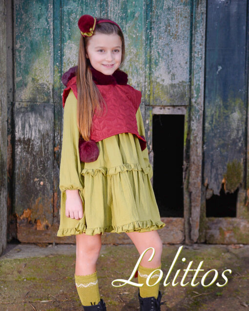 97. Lolittos Tema África | Vestido Verde com Detalhes em Bordeaux - Image 2