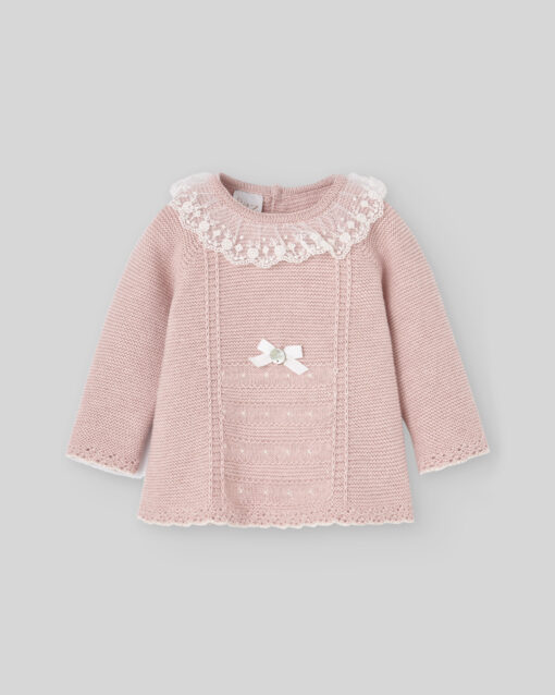 97. Paz Rodriguez Tema Hadas | Conjunto de Tricô Rosa Seco com Detalhes em Renda - Image 3