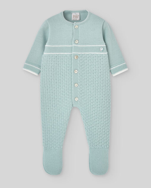 97. Paz Rodriguez Tema Ruiseñor | Babygrow de Malha Verde-Água com Botões - Image 2