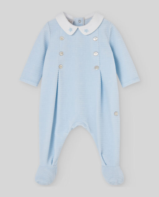 97. Paz Rodriguez Tema Ternura |  Babygrow Laminado Azul Bebé com Botões - Image 2