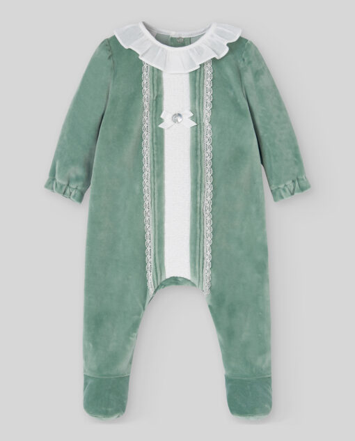 97. Paz Rodriguez Tema Ternura |  Babygrow Laminado Verde Escuro com Feitio no Peito - Image 2