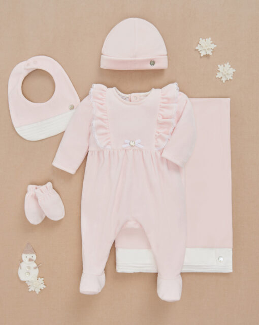 97. Paz Rodriguez Tema Ternura |  Babygrow Laminado Rosa Bebé com Folhos