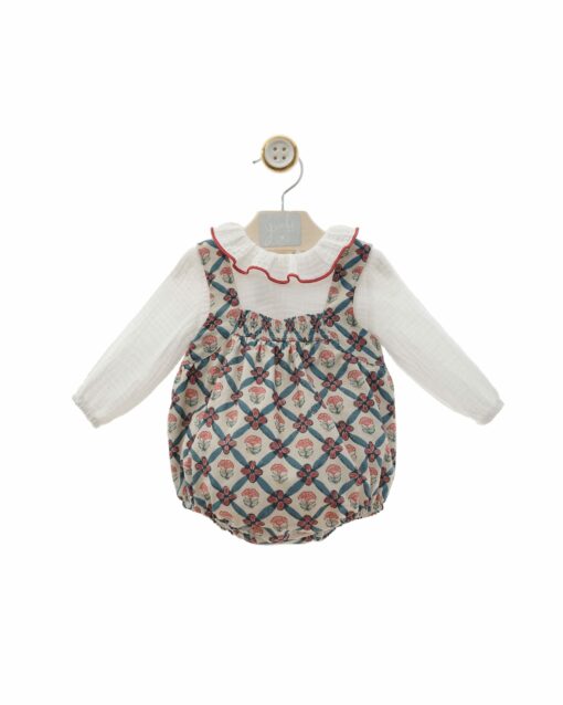 97. Yoedu Tema Color | Macacão Estampado Florido e Blusa com Gola