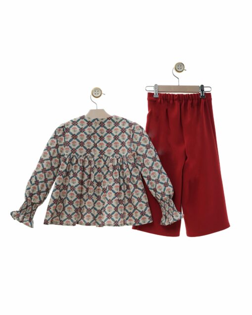 97. Yoedu Tema Color | Conjunto de Blusa Estampada e Calças Bordeaux - Image 3